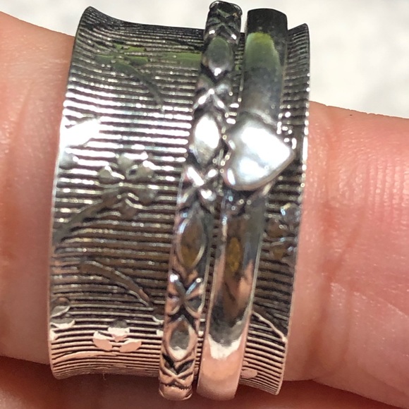 ⭐️💍silver fidget/meditation/relaxation ring -hearts and flowers motif/design - Picture 5 of 8